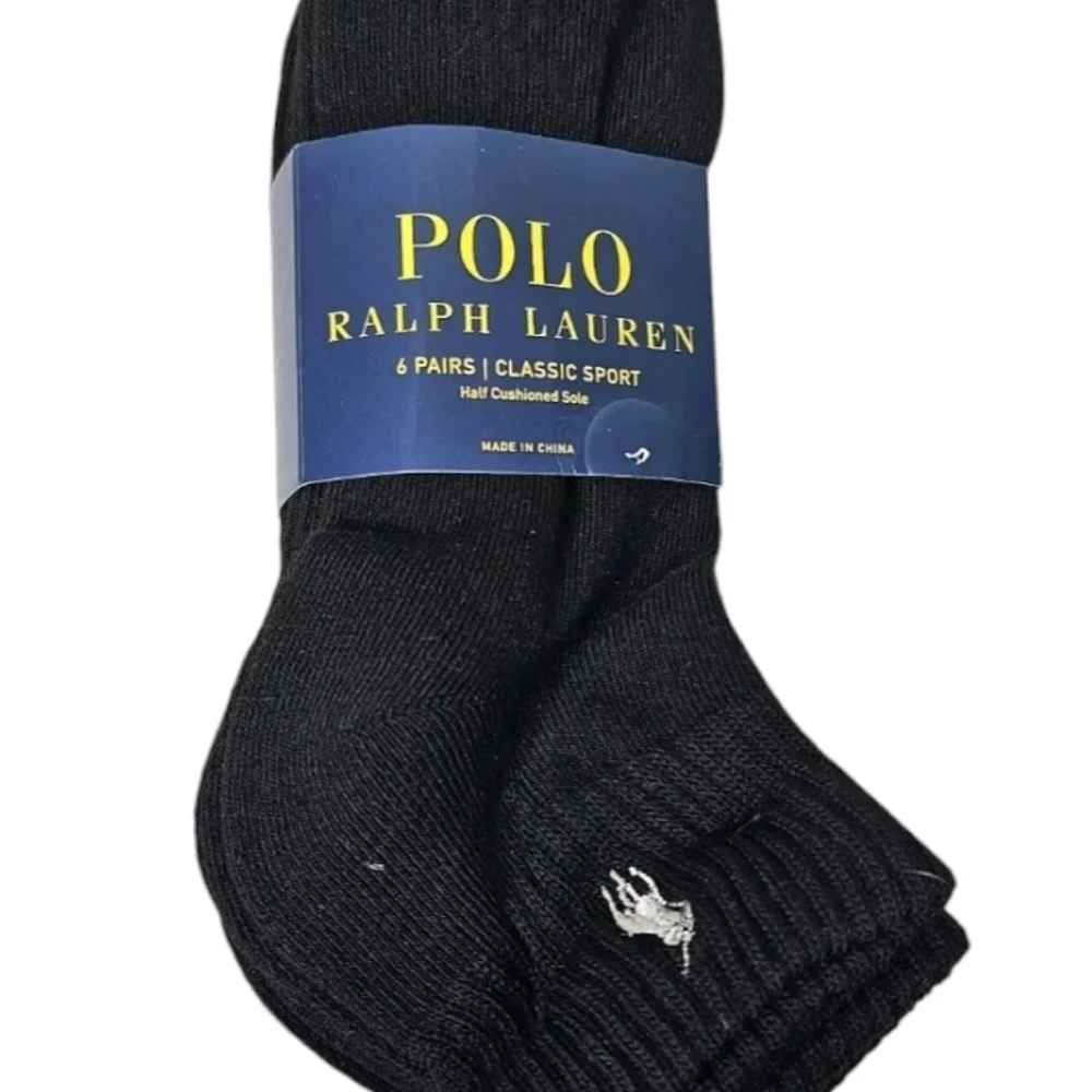 Polo Ralph Lauren Men's Classic Sport Half Cushioned Sole Socks 6 Pairs Black
